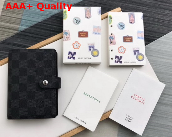 Louis Vuitton Small Ring Agenda Damier Graphite Canvas Cover Replica