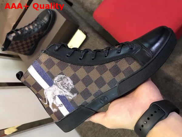 Louis Vuitton Sneaker Boot Match Up Damier Ebene Canvas and Calf Leather 1A2FTQ Replica