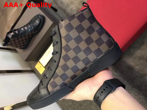 Louis Vuitton Sneaker Boot Match Up Damier Ebene Canvas and Calf Leather 1A2FTQ Replica