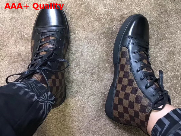 Louis Vuitton Sneaker Boot Match Up Damier Ebene Canvas and Calf Leather 1A2FTQ Replica