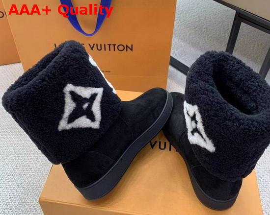 Louis Vuitton Snow Boots Black Suede and Giant Monogram Shearling Replica