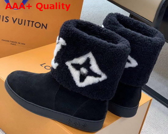 Louis Vuitton Snow Boots Black Suede and Giant Monogram Shearling Replica