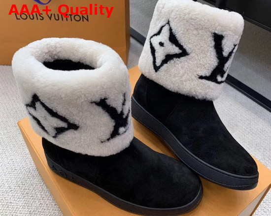 Louis Vuitton Snow Boots Black Suede and White Giant Monogram Shearling Replica