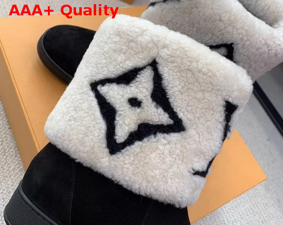 Louis Vuitton Snow Boots Black Suede and White Giant Monogram Shearling Replica