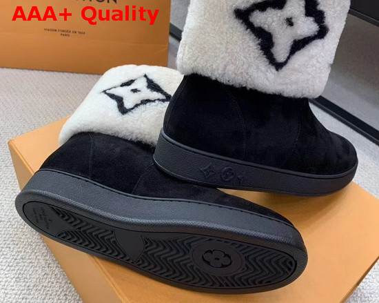 Louis Vuitton Snow Boots Black Suede and White Giant Monogram Shearling Replica