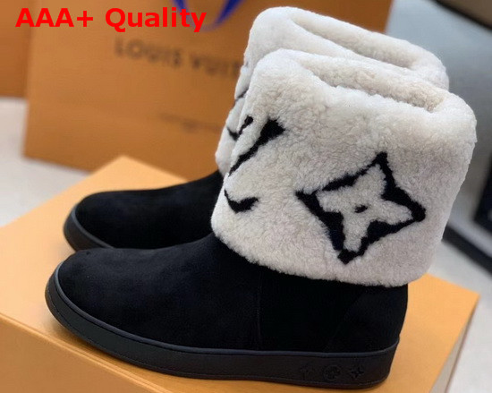 Louis Vuitton Snow Boots Black Suede and White Giant Monogram Shearling Replica