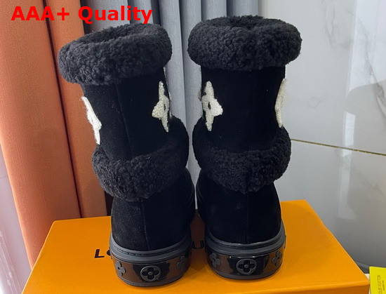 Louis Vuitton Snowdrop Flat Ankle Boot Black Suede Calf Leather and Shearling 1A95CZ Replica