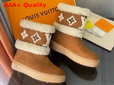 Louis Vuitton Snowdrop Flat Ankle Boot Cognac Brown Suede Calf Leather and Shearling 1A95DT Replica