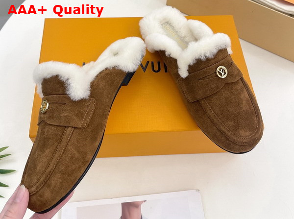 Louis Vuitton Soho Open Back Loafer in Brown Suede Calf Leather Replica