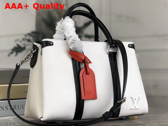 Louis Vuitton Soufflot MM Blanc Optique Scarlet Noir Epi Leather Replica