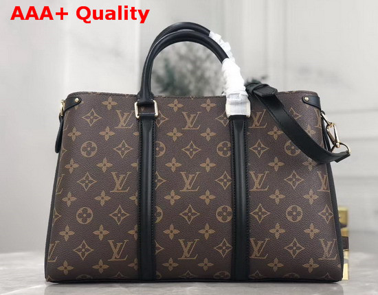 Louis Vuitton Soufflot MM Monogram Coated Canvas and Black Leather Trim Replica