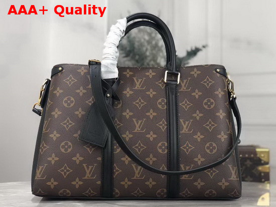 Louis Vuitton Soufflot MM Monogram Coated Canvas and Black Leather Trim Replica