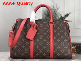 Louis Vuitton Soufflot MM Monogram Coated Canvas and Red Leather Trim Replica