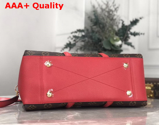 Louis Vuitton Soufflot MM Monogram Coated Canvas and Red Leather Trim Replica