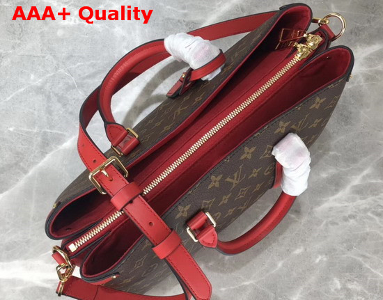 Louis Vuitton Soufflot MM Monogram Coated Canvas and Red Leather Trim Replica