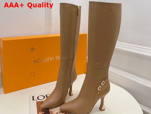 Louis Vuitton Sparkle High Boot in Beige Calf Leather Replica