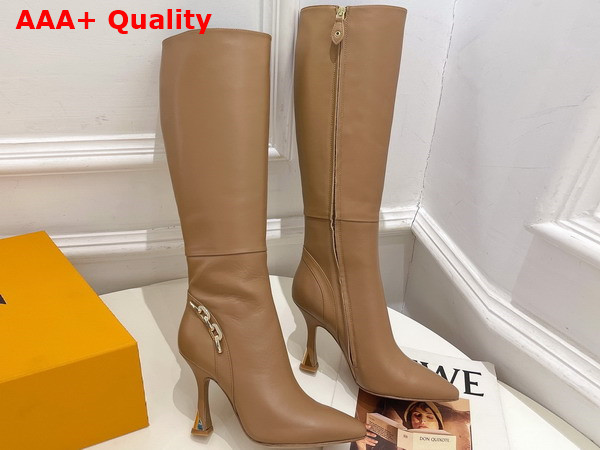 Louis Vuitton Sparkle High Boot in Beige Calf Leather Replica