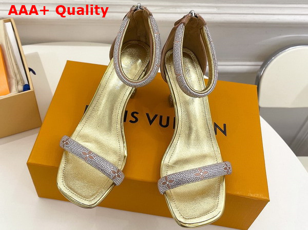 Louis Vuitton Sparkle Sandal in Gold Suede Baby Goat Leather and Strass Replica