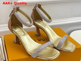 Louis Vuitton Sparkle Sandal in Gold Suede Baby Goat Leather and Strass Replica