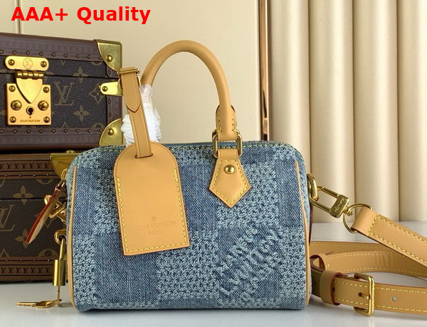 Louis Vuitton Speedy 18 Bandouliere Blue Damier Denim 3D Cotton Canvas N40682 Replica