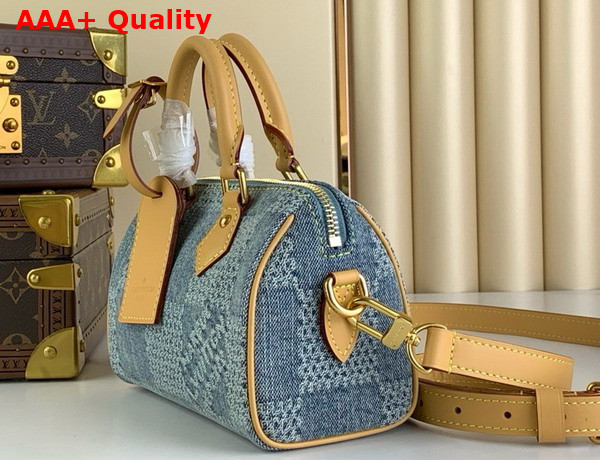 Louis Vuitton Speedy 18 Bandouliere Blue Damier Denim 3D Cotton Canvas N40682 Replica