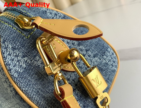 Louis Vuitton Speedy 18 Bandouliere Blue Damier Denim 3D Cotton Canvas N40682 Replica