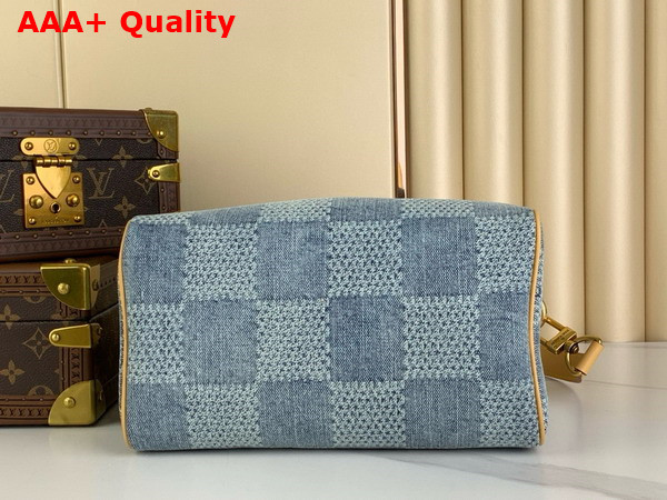 Louis Vuitton Speedy 25 Bandouliere Bag in Blue Damier Denim 3D Cotton Canvas N40700 Replica