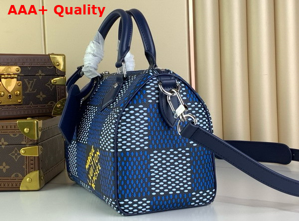 Louis Vuitton Speedy 25 Bandouliere Bag in Blue Damier Heritage Coated Canvas N40691 Replica