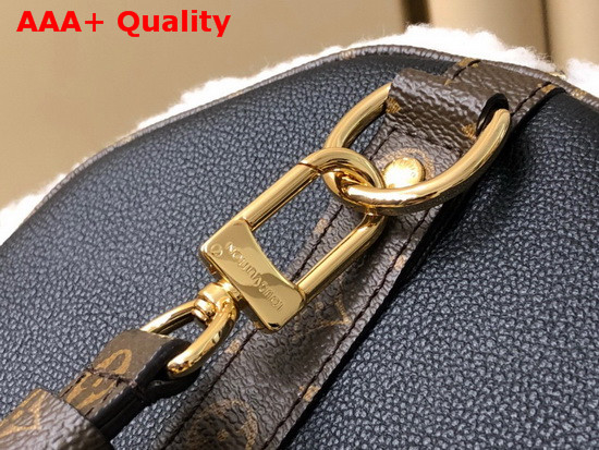 Louis Vuitton Speedy 30 Bandouliere Handbag in Black Grained Leather and Uses Shearling Inserts M56966 Replica