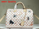 Louis Vuitton Speedy 30 Bandouliere White and Orange Transformed Monogram Canvas Replica