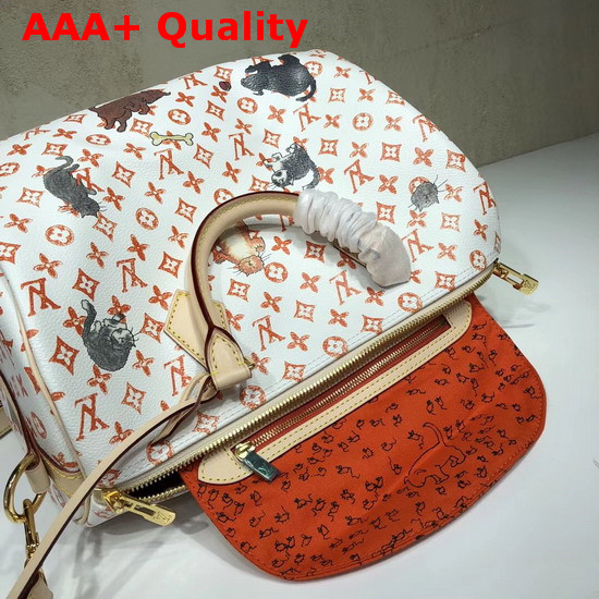 Louis Vuitton Speedy 30 Bandouliere White and Orange Transformed Monogram Canvas Replica