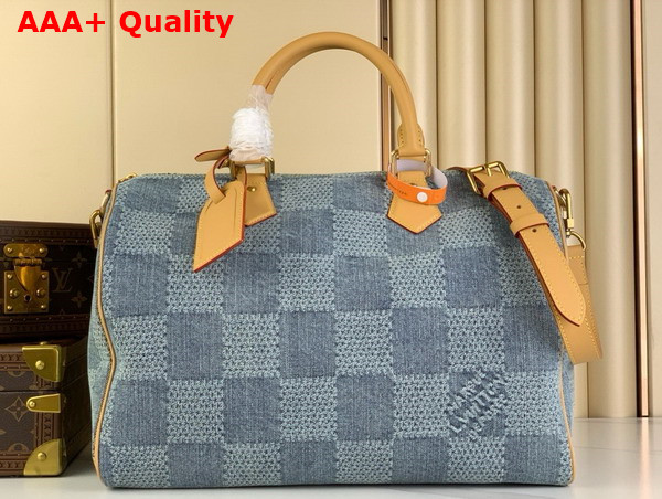 Louis Vuitton Speedy 40 Bandouliere Blue Damier Denim 3D Cotton Canvas N40701 Replica