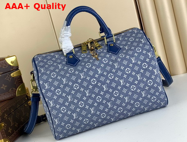 Louis Vuitton Speedy Bandouliere 30 in Blue Monogram Jacquard Denim Replica