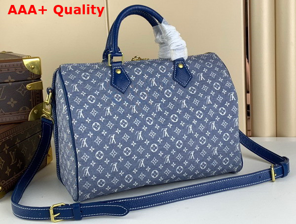 Louis Vuitton Speedy Bandouliere 30 in Blue Monogram Jacquard Denim Replica