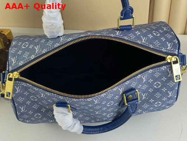 Louis Vuitton Speedy Bandouliere 30 in Blue Monogram Jacquard Denim Replica