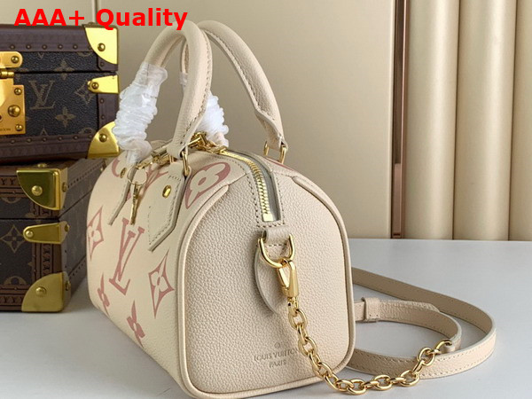 Louis Vuitton Speedy Bandouliere 20 Bicolor Monogram Empreinte Leather Creme Beige and Rose Trianon Pink M46397 Replica