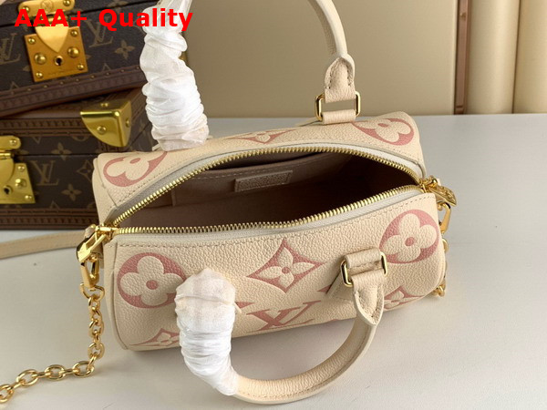 Louis Vuitton Speedy Bandouliere 20 Bicolor Monogram Empreinte Leather Creme Beige and Rose Trianon Pink M46397 Replica