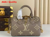 Louis Vuitton Speedy Bandouliere 20 Bicolor Monogram Empreinte Leather Tourterelle Gray Creme Beige M46575 Replica