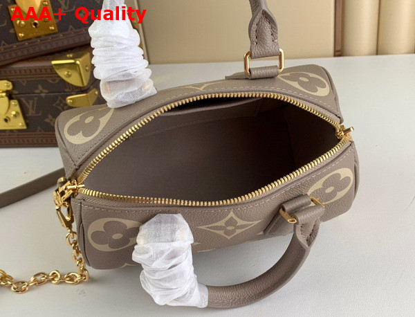 Louis Vuitton Speedy Bandouliere 20 Bicolor Monogram Empreinte Leather Tourterelle Gray Creme Beige M46575 Replica