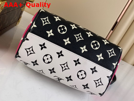 Louis Vuitton Speedy Bandouliere 20 Black White Monogram Empreinte Leather M46088 Replica