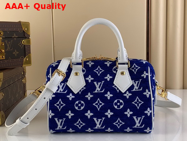 Louis Vuitton Speedy Bandouliere 20 Blue Monogram Jacquard Velvet M20751 Replica