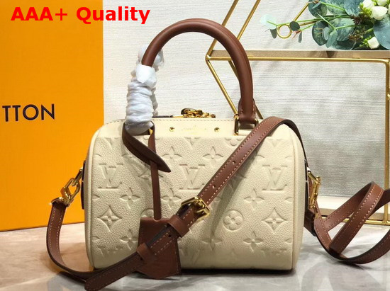 Louis Vuitton Speedy Bandouliere 20 Cream Monogram Empreinte Leather Replica