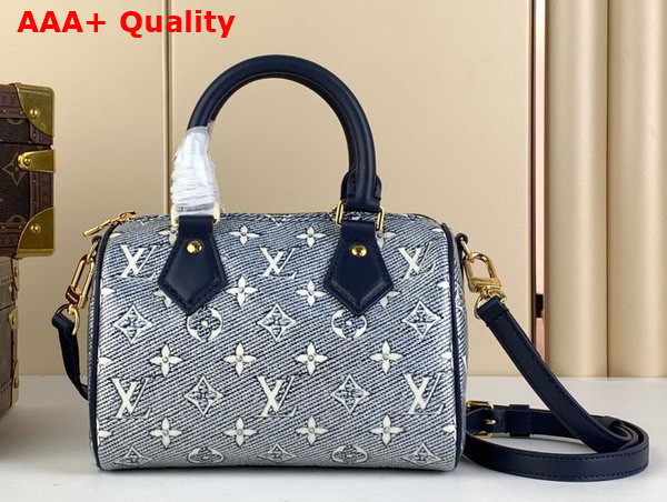 Louis Vuitton Speedy Bandouliere 20 Handbag Blue Monoglam Coated Canvas M23069 Replica