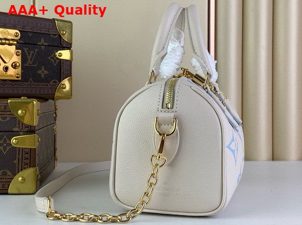 Louis Vuitton Speedy Bandouliere 20 Handbag Latte Candy Blue Monogram Empreinte Leather M46883 Replica