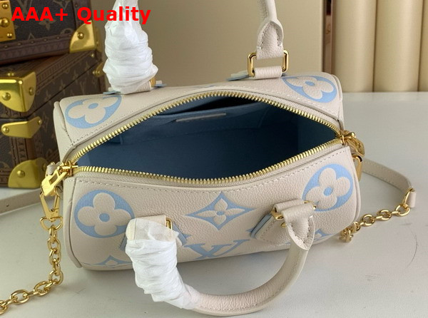 Louis Vuitton Speedy Bandouliere 20 Handbag Latte Candy Blue Monogram Empreinte Leather M46883 Replica