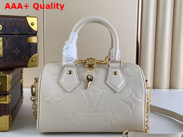 Louis Vuitton Speedy Bandouliere 20 Handbag in Beige Monogram Empreinte Leather Replica