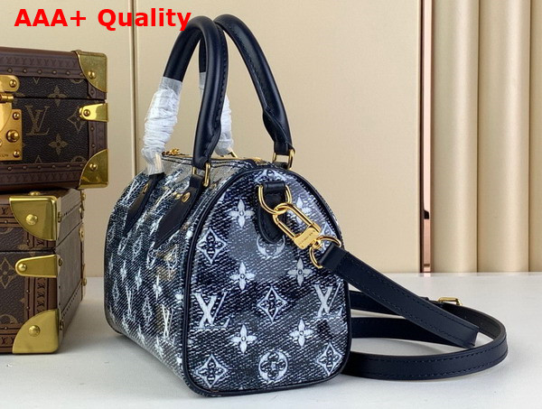 Louis Vuitton Speedy Bandouliere 20 Handbag in Blue Monoglam Coated Canvas M23069 Replica