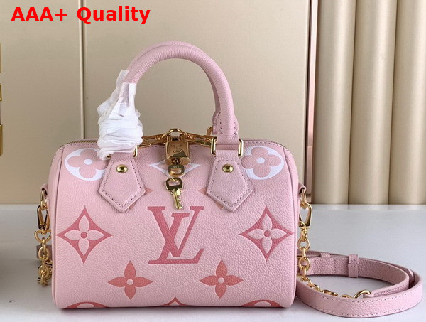 Louis Vuitton Speedy Bandouliere 20 Handbag in Rose Monogram Empreinte Embossed Leather M46518 Replica