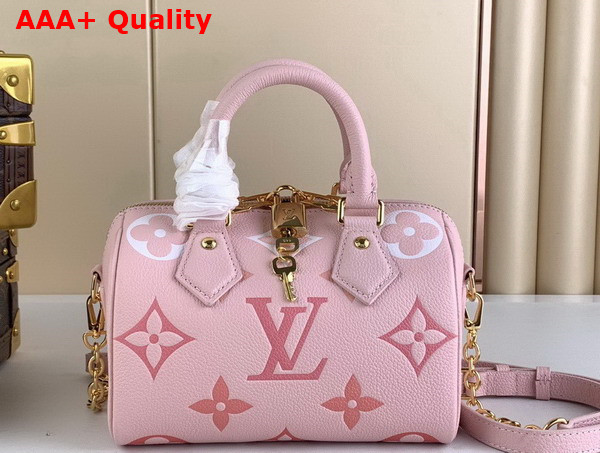 Louis Vuitton Speedy Bandouliere 20 Handbag in Rose Monogram Empreinte Embossed Leather M46518 Replica