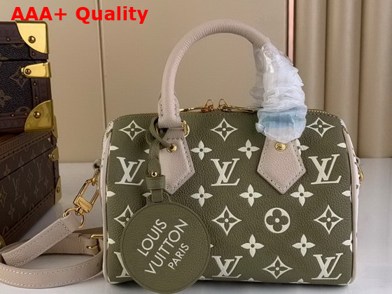 Louis Vuitton Speedy Bandouliere 20 Kaki Beige Monogram Empreinte Leather M46118 Replica